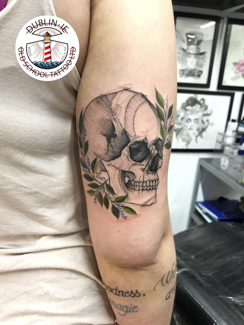 flowers and skull